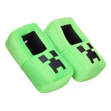 Pantuflas Minecraft Diseño Cuadrado Color Verde Para Niño 