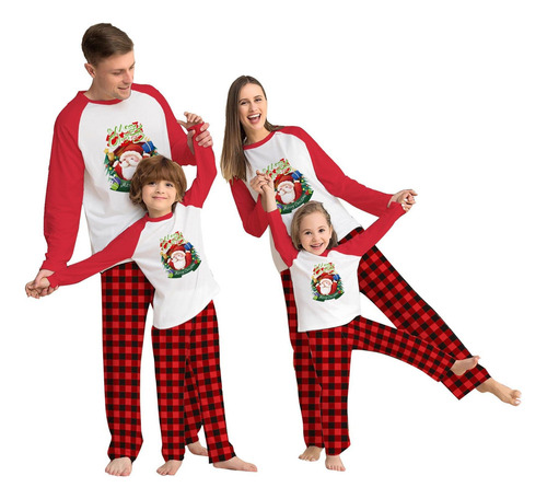 Pijama Cuadros Navideño Familiar Para Parejas Y Niños