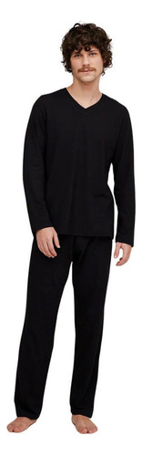 Pijama Longo Masculino 100% Algodão Hering - Preto