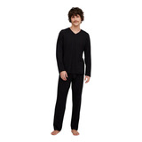 Pijama Longo Masculino 100% Algodão Hering - Preto