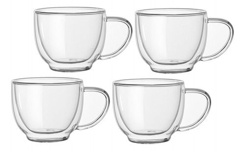 4 Tazas De Café De Cristalería, Tazas De Espresso De Doble