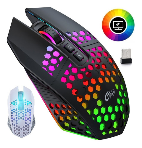 Mouse Gamer Inalambric Recargable Iluminado Para Pc Y Laptop