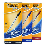 Lapiceros Bic Dura+ Medio 3 Cajas (1 Negra, 1 Azul Y 1 Roja)