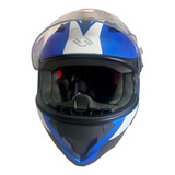 Casco Cerrado Certificado Ece / Shiro 890 - Base Azul / Gris