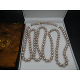 Collar De Perlas Naturales Rosas 10 Mm Y Broche De Oro 14k