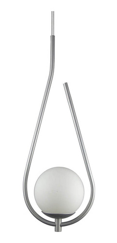 Lustre Pendente On Drop - Prata Com Globo De Vidro Branco