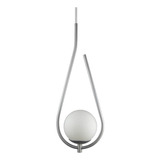 Lustre Pendente On Drop - Prata Com Globo De Vidro Branco