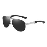 Óculos De Sol Vinkin Lentes Polarizadas Proteção Uv400 Cor Preto Com Prata Cor Da Armação Cinza Cor Da Haste Cinza Cor Da Lente Preto