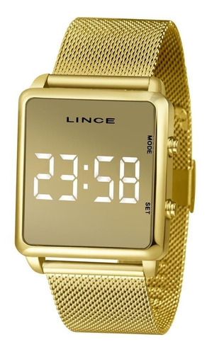 Relógio Digital Lince Mdg4619l Bxkx Dourado Metal Aço Inox