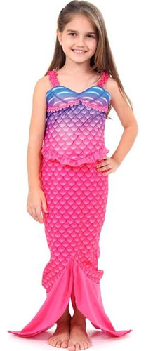 Roupa De Peixe Sereia Rosa Vestido Infantil Feminina C/cauda