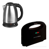 Combo Pava Electrica Acero Inox 1,8 Corte Mate + Sandwichera