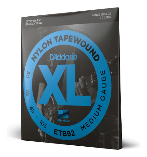 Cable Bajo D'addario Xl Tapewound Etb92 4c .050