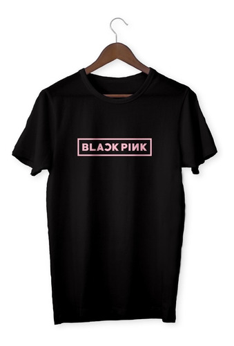 Remera De Algodón - Black Pink Logo - Aesthetic Corea Blink