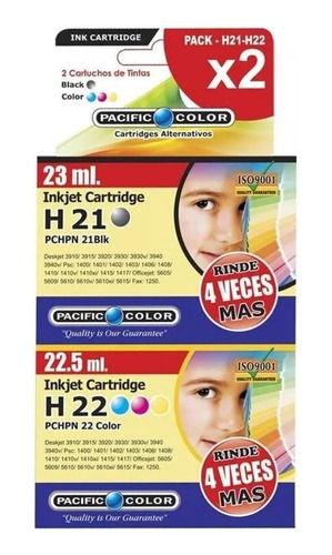 Pack Tintas 21/22 Hp Alternativo Negro/color Xl Pacific