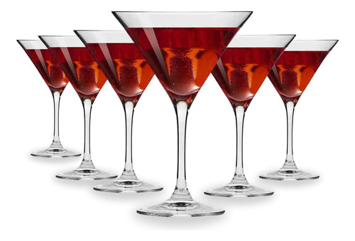 6 Taças Martini Cristal Vidro 290ml Drink Bar Bohemia Luxo