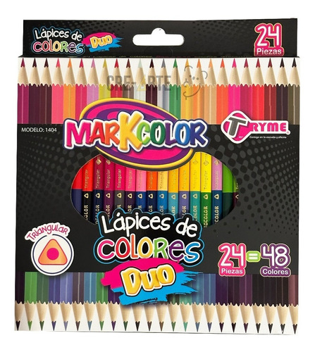 24 Lápices De Colores Doble Punta 48 Colores Tryme Markcolor