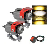 Par Faros Lupa Doble Color Exploradoras Para Auto Moto 60w