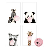 Set X4 Láminas Poster Animales Nórdicos Infantiles 30x42 Cm