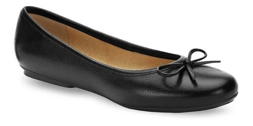 Zapato Flat Ballerina Moño De Piel Negro Andrea 2843964