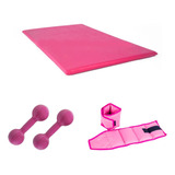 Par Halter 1kg Rosa + Par Caneleira 1kg Rosa + Colchonete 