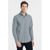 Camisa Reg Social Maquinetada Chumbo