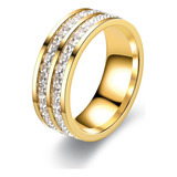 Anillo De Pareja De Diamante Cuadrado 8mm Dorado