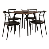 Conjunto Sala De Jantar Carraro Galway Com Mesa E 4 Cadeiras Cor Preto Desenho Do Tecido Das Cadeiras Liso