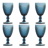 Juego De 6 Copas De Vino Azul , Compatible Con Agua, Copas V