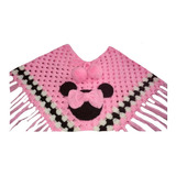 Poncho Minnie Rosa Tejido A Mano Crochet Lana  Hasta 6 Años