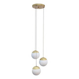 Lustre Pendente Champanhe 3 Globos Vidro Jabuticaba Fosco