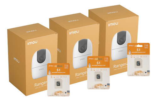 Kit X3 Cámara De Seguridad Imou Ranger 2 Wifi Ip 2mp +128gb