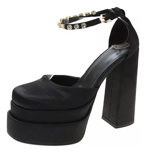 Sandalias Fiesta Tacones Altos Para Mujer Negro Y Fuccia 