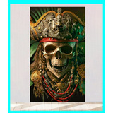 Cuadro Decorativo Calavera 29x50cm Craneo Pirata Verde Rasta