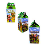 Cajas Milk/lecheras Para Dulces Personalizada Minecraft 6uni