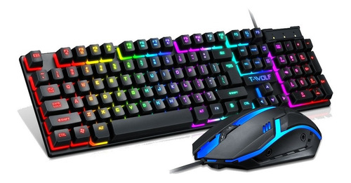 Combo Teclado Simil Mecánico + Mouse Rgb Set Tf200 Gamer