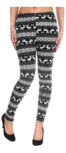 Leggings Afelpados De Algodón Invierno Navidad Para Dama