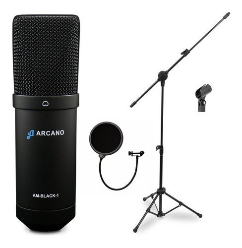 Kit Microfone Usb Am-black-1 + 1 Pedestal Pmv + 1 Am-f1