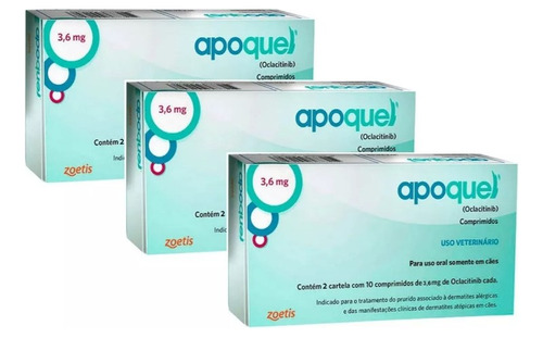 Kit 3 Apoquel Dermatológico 3,6 Mg - 20 Comp.