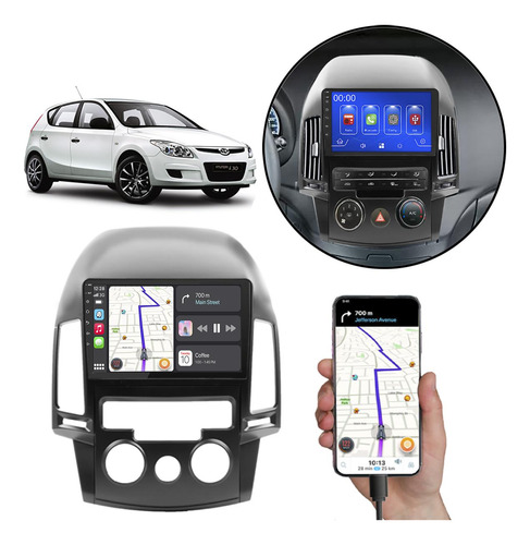 Kit Multimidia Carplay Android Auto 9pol I30 09 10 11 12 Bt