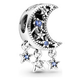 Charm Luna Con Estrella Colgantes 100% Plata S925