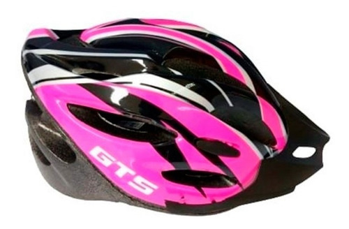 Capacete Com Sinalizador Led Ciclismo Bike Preto Gts Cor Rosa Pink Tamanho G-56 Ao 62cm