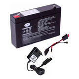 Kit Bateria 6v 8,5ah + Carregador + Chicote - Moto Elétrica