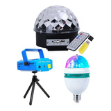 Kit De Balada Iluminação  Projetor Laser Globo Bola Lampada 