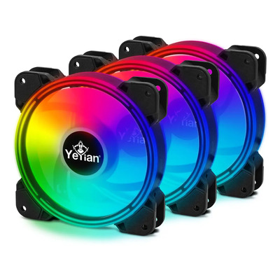 Kit de 3 Ventiladores Rgb Yeyian, 120 MM, 1300 RPM Con Control Inalambrico, HUB con Capacidad de 10 Ventiladores , 2 Tiras LED Incluidas, YCF-3KFS-01 | Meses sin interés