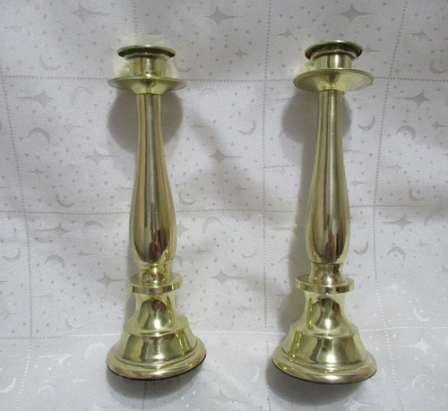 Antg Par Candelabros Porta Velas Bronce Estilizados 22 Cm