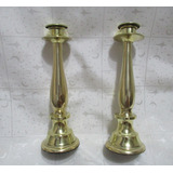 Antg Par Candelabros Porta Velas Bronce Estilizados 22 Cm