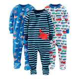 Pijama De Algodón Con Pies Para Niños Pequeños, Pack 3