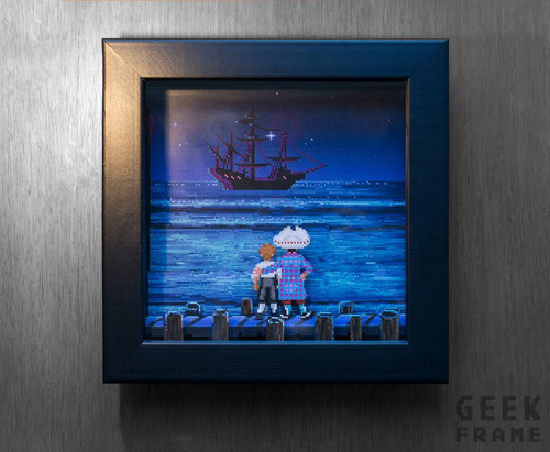 Monkey Island - Cuadro Diorama 3d - Retro Games - Geek Frame