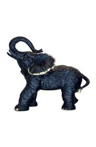 Estátua Elefante Artesanal De Resina Borda Dourada Um Luxo