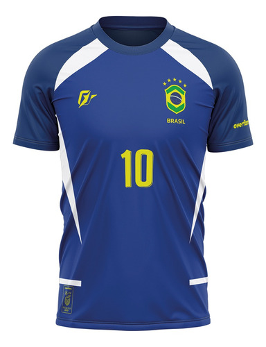 Camiseta Filtro Uv Brasil Canarinho Azul Torcida Retrô Penta